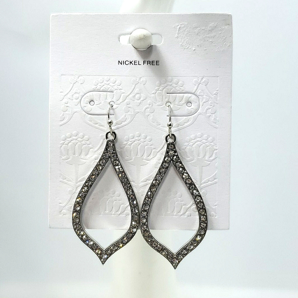 2 for $12 Target Silver rhinestone dangle fish hook earrings